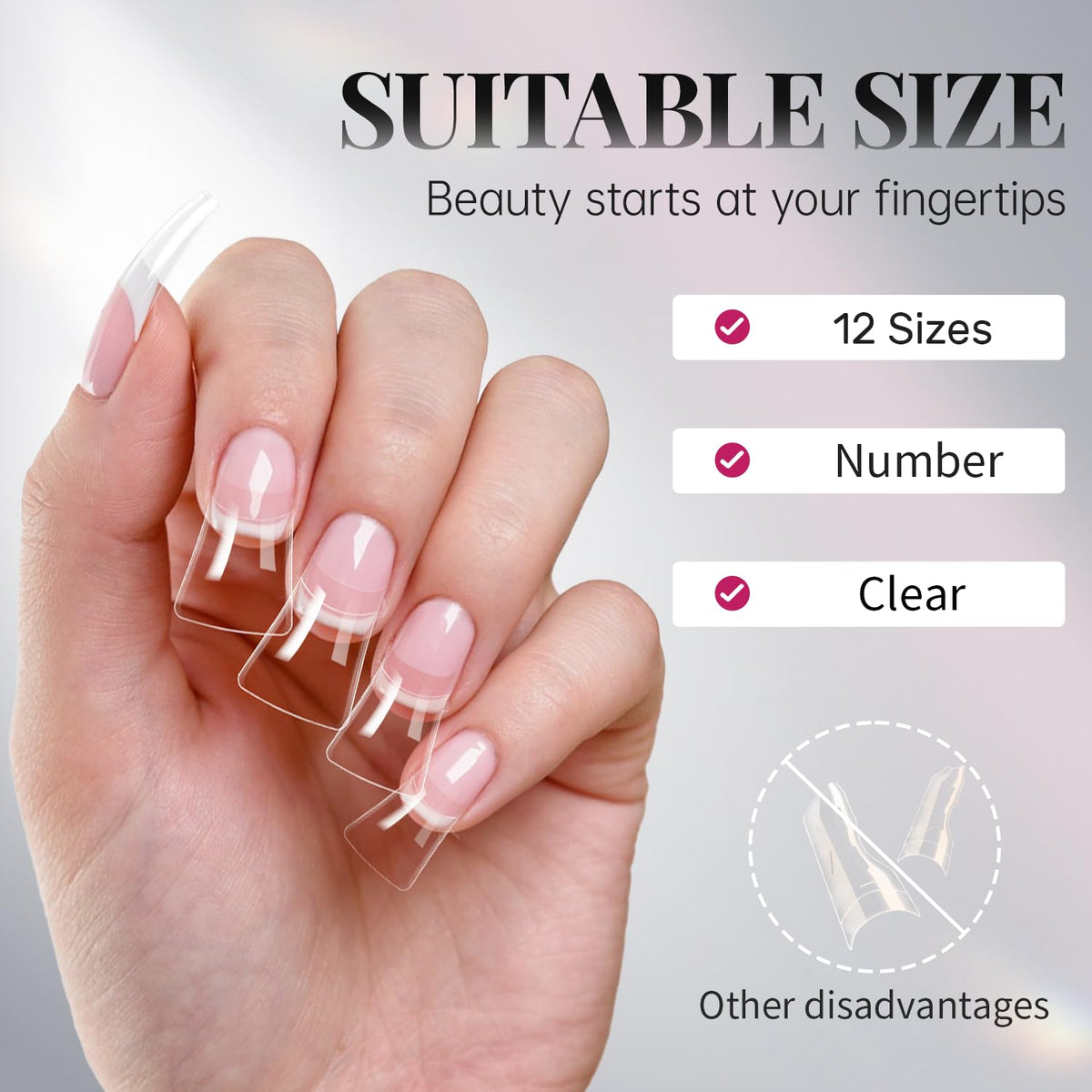 krofaue Extra Long Stiletto Nail Tips - False Clear Nais
