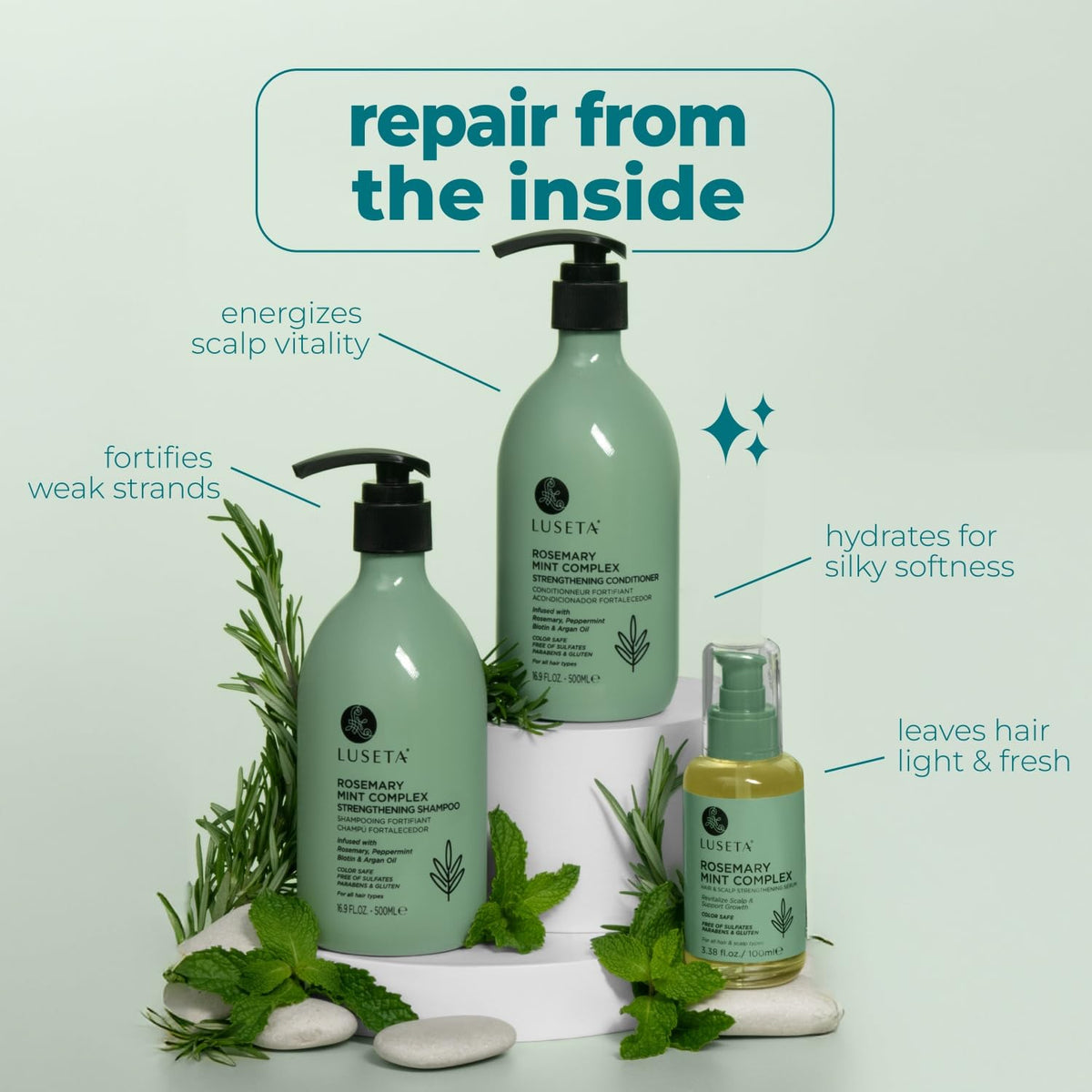 Luseta Rosemary Mint Shampoo and Conditioner Set for Hair Strengthening