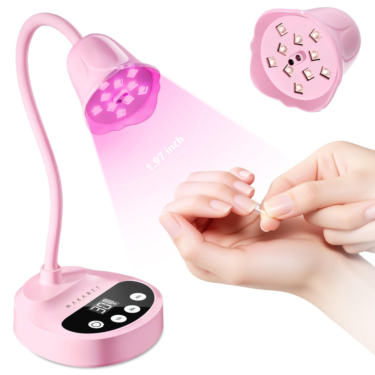 Makartt Flash Cure UV LED Nail Lamp for Gel-X Tips, Adjustable Gooseneck