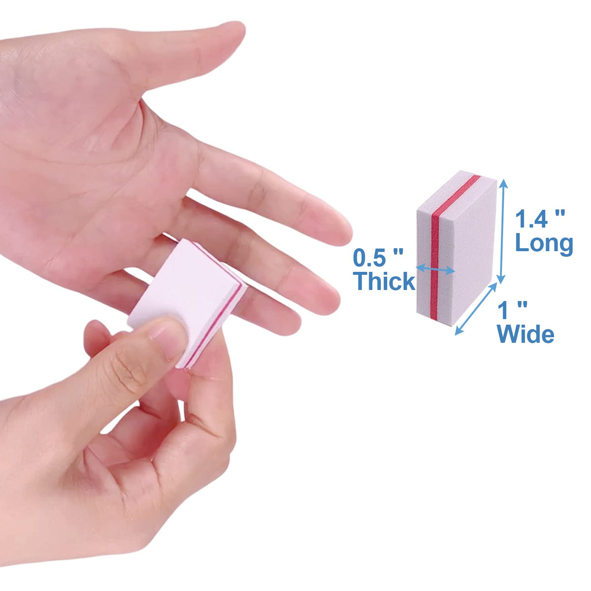 Nail Buffers (50 Pack), Mini Buffer Block Nail File for Acrylic Nails and Natural Nails, 100/180 Grit Nail Buffer Block Bulk Buffing Blocks for Nail Buff Professional Manicure File Blocks Set Pink