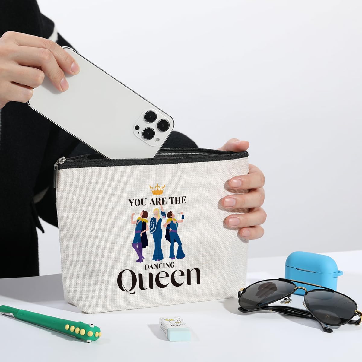 ZHAMEN Vintage Makeup Bag Weird Girls Cosmetic Bag for Women