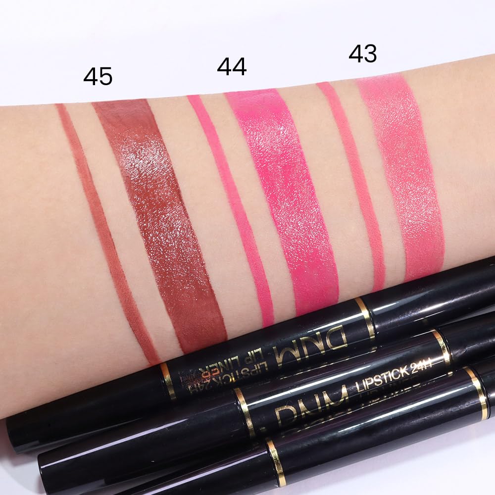 evpct 3Pcs Chestnut Nude Brown Matte Lip Liner and Lipstick Combo Set Kit for Women Antique Rose Magic Lipstick 24 Hours Original Lip Liner Makeup Stain Long Lasting Waterproof Smudge Proof labial