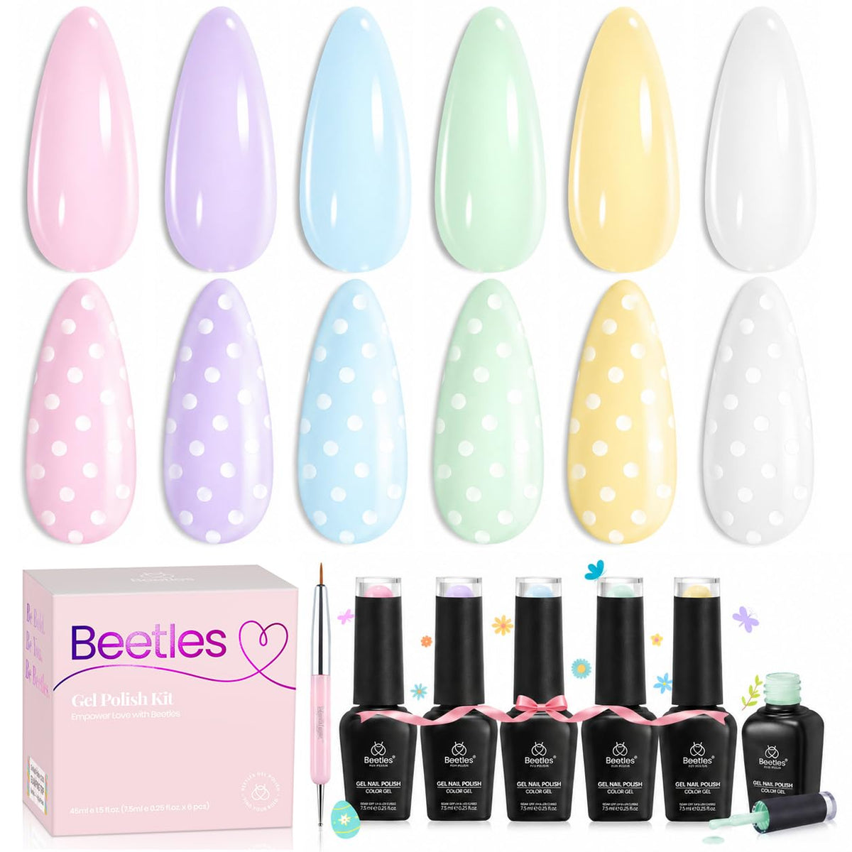 beetles Gel Polish Whispers of Love Jelly Gel Nail Polish Set, 6 Colors