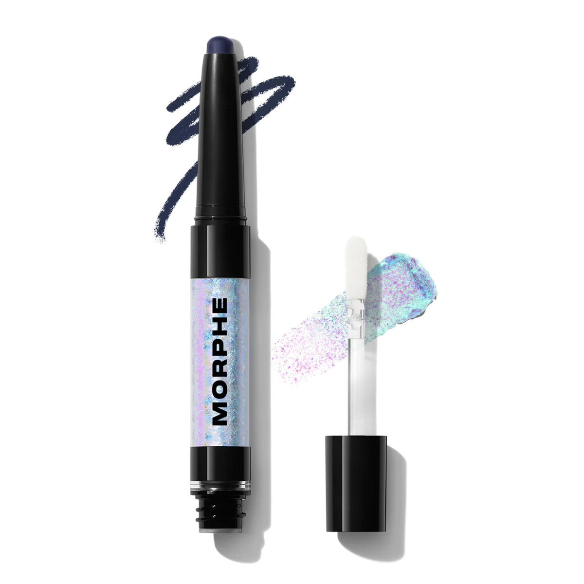 Morphe Mixed Signals Dual-Ended Eyeshadow Stick - Cream Eyeshadow Pigment & Chrome Liquid Flakes for Bold, Layered Eye Makeup Looks - Committed/Conflicted (0.028 oz)