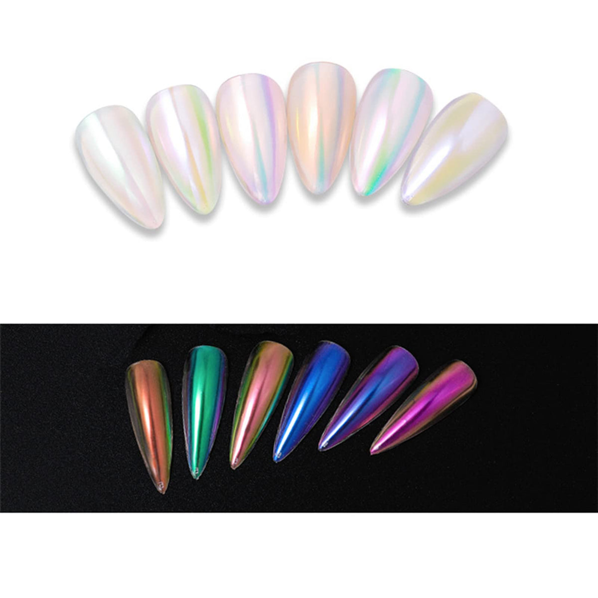 Rose Gold Chrome Nail Powder Pen,RoseFlower 6 pcs Metallic Nail Art Pigment Powder Pen Set, Shiny Nail Glitter Powder Air Cushion Pen with Magic Mirror Effect for Nail Art Design Decoration