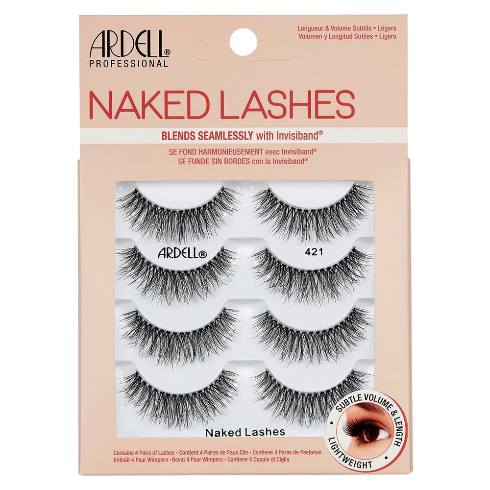 Ardell Naked Lashes 421 Subtle Volume Natural Look False Eyelashes, 4 Pairs