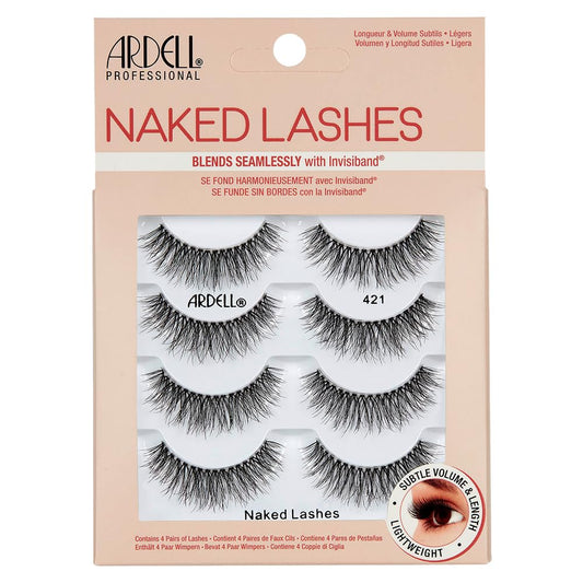 Ardell Naked Lashes 421 Subtle Volume Natural Look False Eyelashes, 4 Pairs