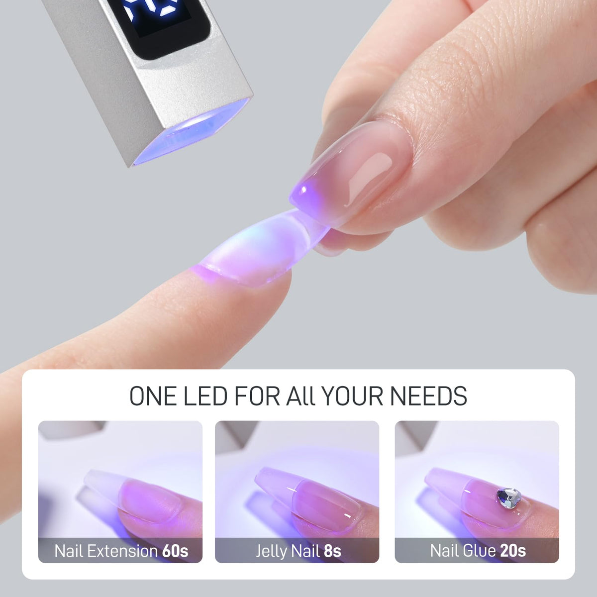 GAOY Handheld UV Light for Gel Nails with Stand, Cordless Nail Lamp, Silver