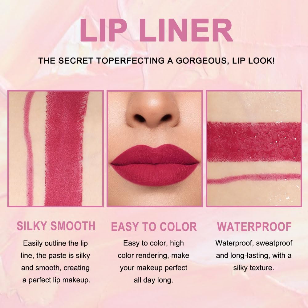 evpct 3Pcs Chestnut Nude Brown Matte Lip Liner and Lipstick Combo Set Kit for Women Antique Rose Magic Lipstick 24 Hours Original Lip Liner Makeup Stain Long Lasting Waterproof Smudge Proof labial