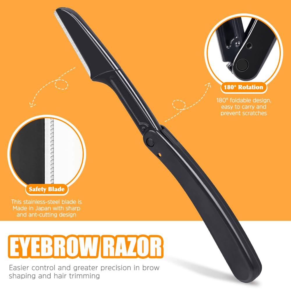 TsMADDTs 7 pcs Tweezers for Women Facial Hair, Precision Tweezer Set for Eyebrows with Curved Scissor and Eyebrow Razor for Ingrown Hair