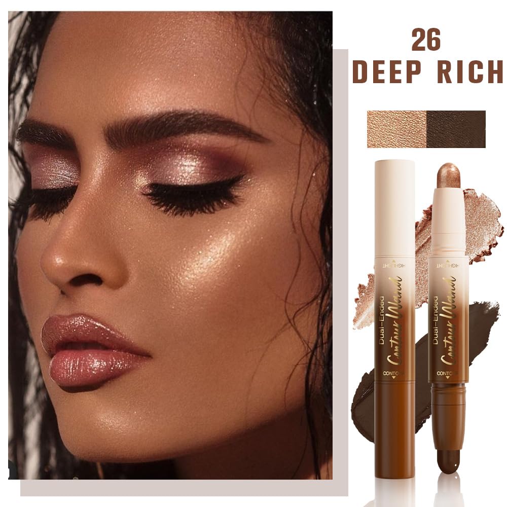 FeiCuiYun Dual-Ended 2-in-1 Cream Contour & Highlighter Stick Makeup For Face & Body – Waterproof, Long-Lasting, Suitable for All Skin Tones, 21#Fair(Nuetral Nude + Beige)