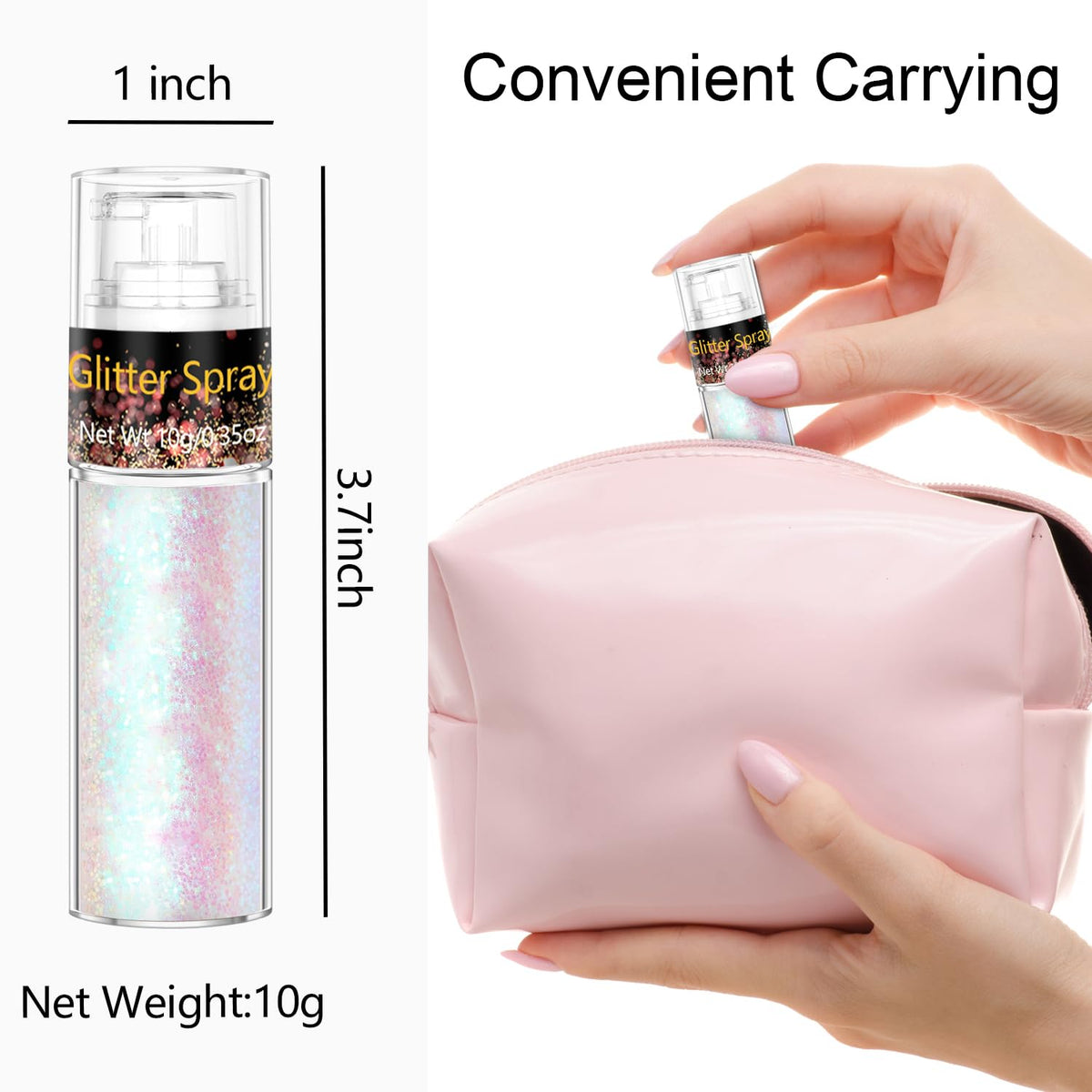 Scarman Hair and Body Glitter Spray, 1PC Glint-Rainbow Hairspray Powder