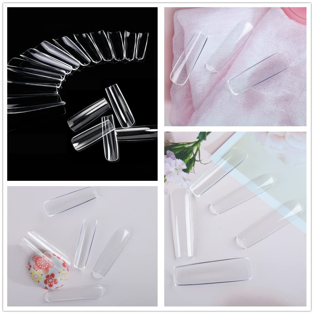 UNA GELLA Square Nail Tips XXL Long Half Cover Gel Tips 120PCS