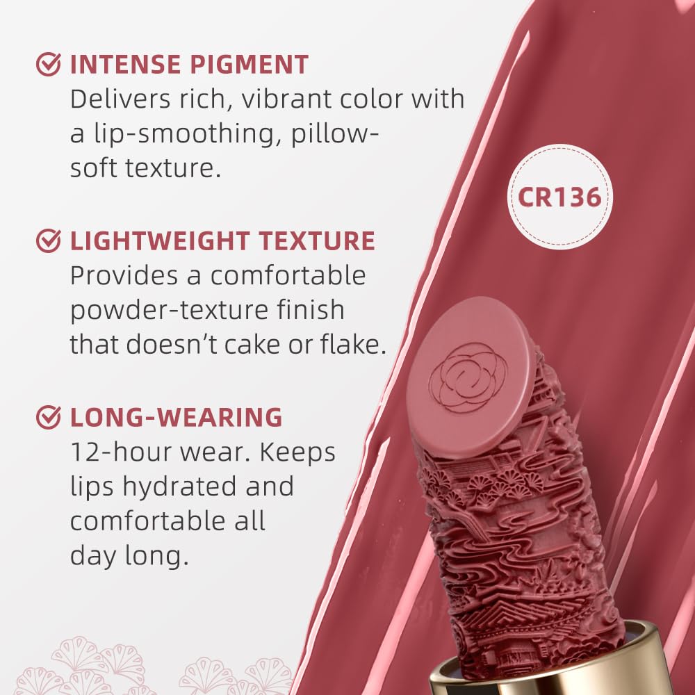 Catkin Semi-Matte Lipstick Hydrating High Impact Color Infused with Vitamin E and Avocado Oil Smooth Soft Texture Long Lasting Matte Finish 129