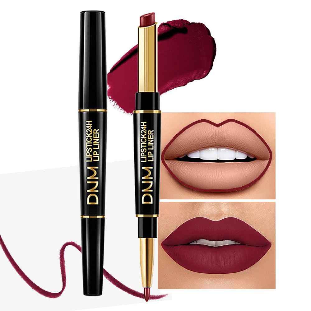evpct 3Pcs Chestnut Nude Brown Matte Lip Liner and Lipstick Combo Set Kit for Women Antique Rose Magic Lipstick 24 Hours Original Lip Liner Makeup Stain Long Lasting Waterproof Smudge Proof labial