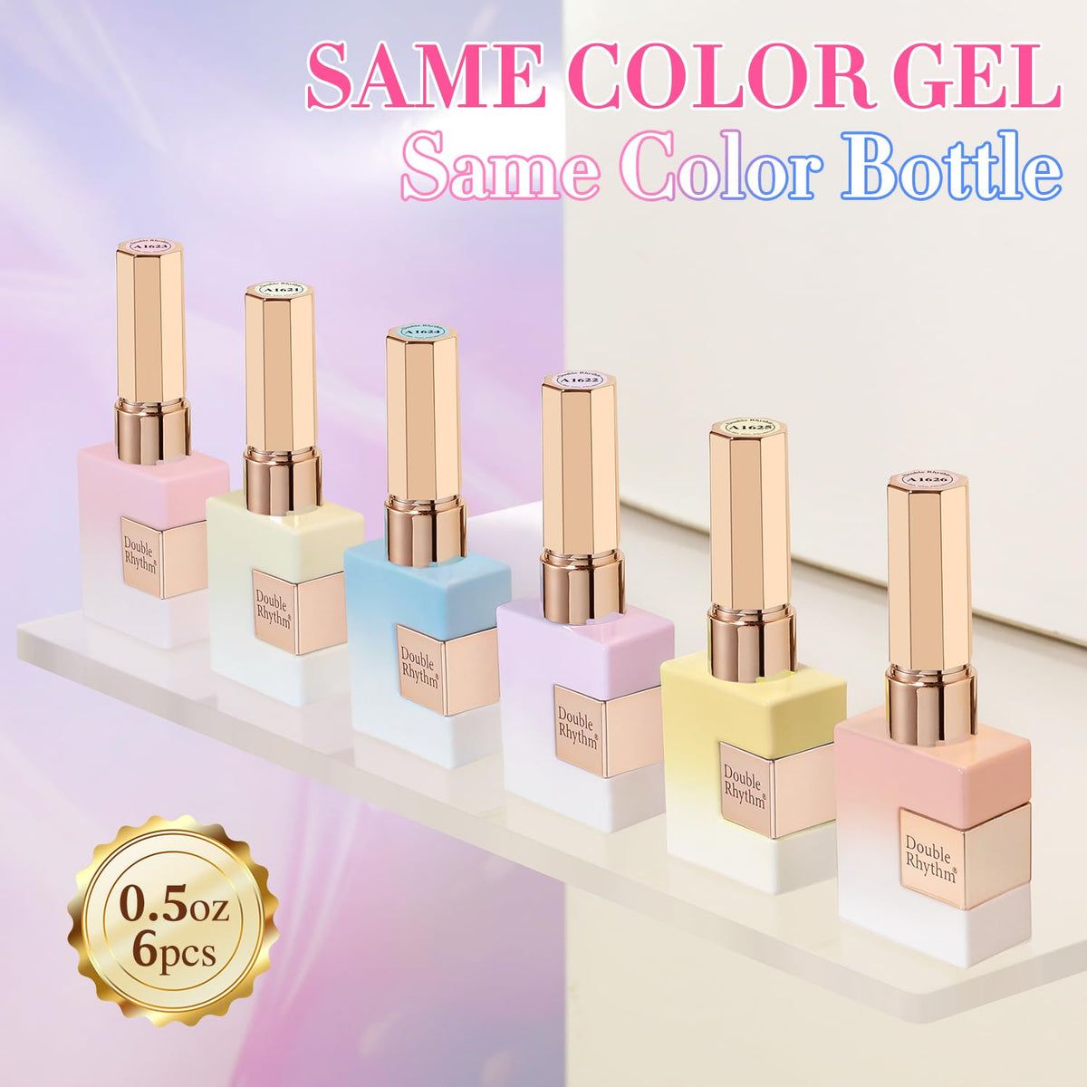Double Rhythm 6 Pcs 15 ML Gel Polish Set Same Color Same Bottle Soak Off Gel Polish Kit Nail Art Manicure Salon DIY at Home for Women (Dark Light Brown Orange Maroon-T6-6)