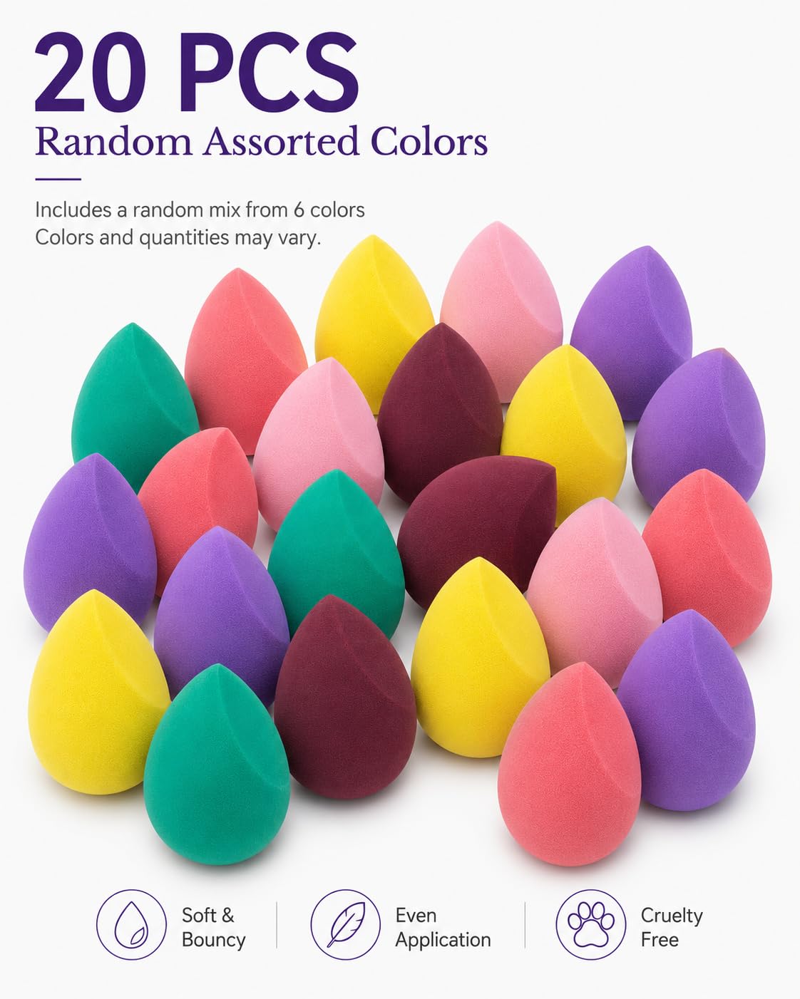 7-Pack Makeup Sponges Set, Cosmetic Sponge for Foundation & Concealer, Latex-Free Reusable Beauty Face Blender, Soft Makeup Blenders for Liquid, Cream, Powder Wet/Dry Application (Multi)
