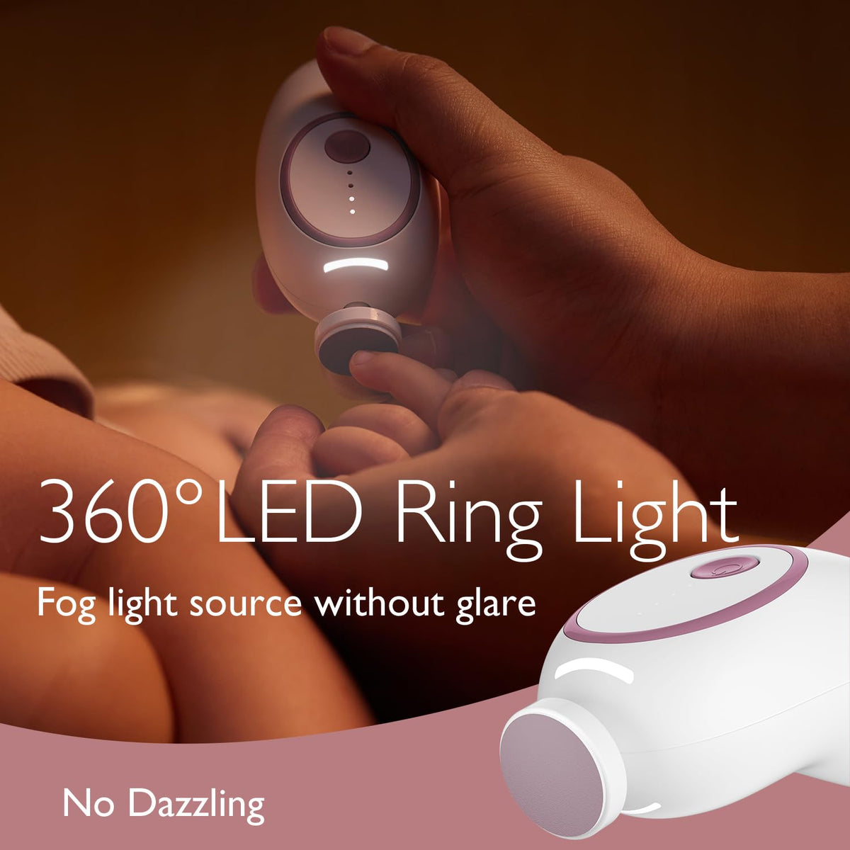 Momcozy Baby Nail File Electric, Gentle Night Light Baby Nail Trimmer