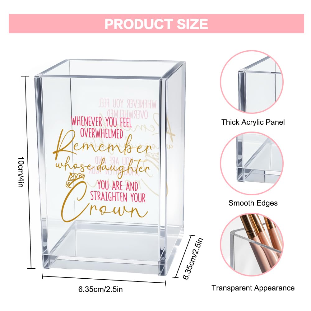 Never Let Anyone Dull Your Sparkle Acrylic Makeup Brush Organizer Holder, Girl Power Desk Acrylic Brushes Storage, Inspirational Quote Gifts for Women Friend Sister Make Up Artist Makeup Lover