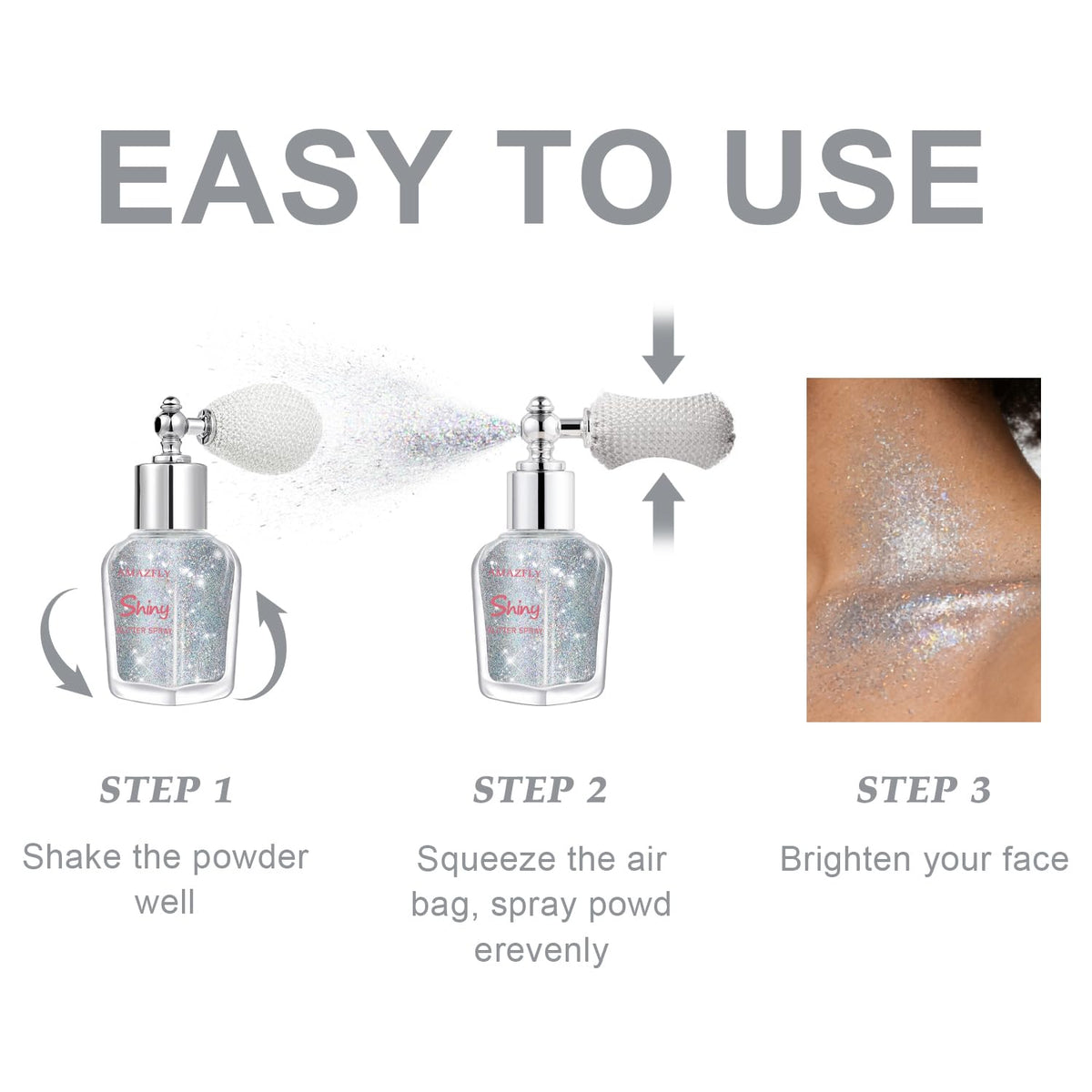 Hair and Body Glitter Spray, Shimmering Powder Sparkle Powder Makeup, Glitter Loose Sparkle Makeup for Body Highlighter,Festival Prom Rave Accessories (Glint-Rainbow)