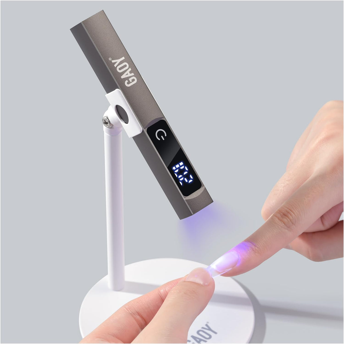 GAOY Handheld UV Light for Gel Nails with Stand, Cordless Nail Lamp, Silver