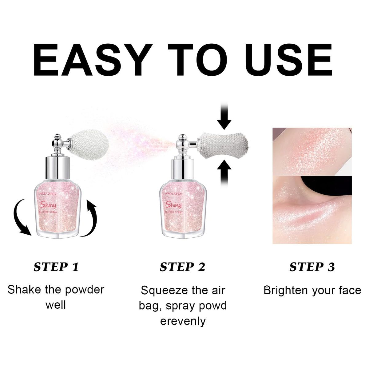 Hair and Body Glitter Spray, Shimmering Powder Sparkle Powder Makeup, Glitter Loose Sparkle Makeup for Body Highlighter,Festival Prom Rave Accessories (Glint-Rainbow)