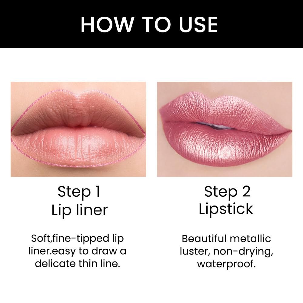 evpct 3Pcs Chestnut Nude Brown Matte Lip Liner and Lipstick Combo Set Kit for Women Antique Rose Magic Lipstick 24 Hours Original Lip Liner Makeup Stain Long Lasting Waterproof Smudge Proof labial
