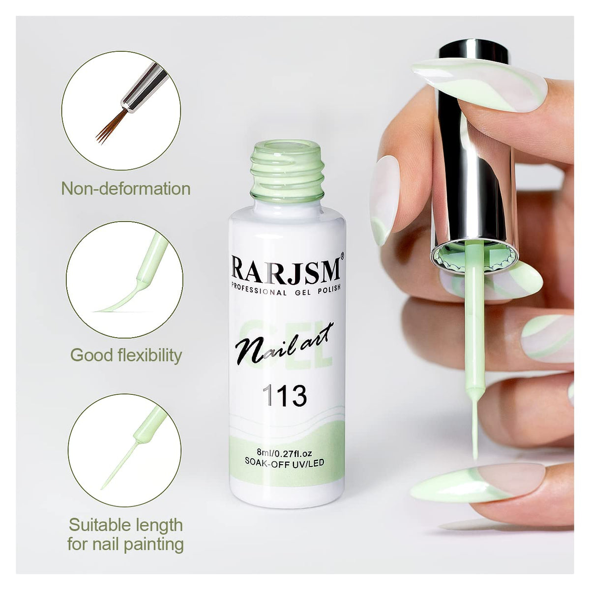 RARJSM Metallic Gel Liner Nail Art Silver Bronze Gold 2pcs Set Mirror Chrome 3D Effect Gel Nail Polish 8ml Build in Thin Brush Metal Painted Drawing Stripper Gelpolish Curing Requires for Home Salon