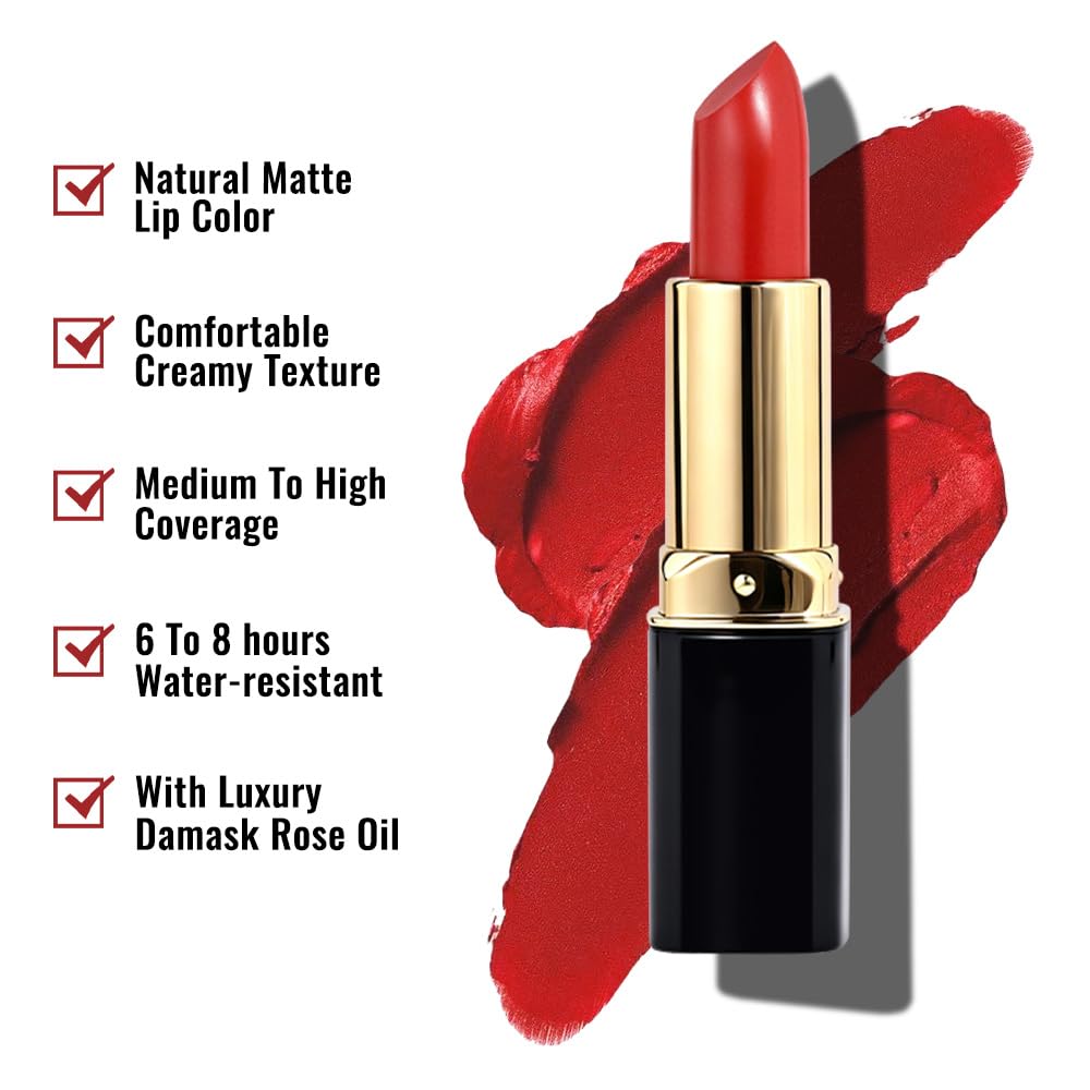 evpct Rich Rose Velvet Matte Lipstick Long Lasting Waterproof for Women