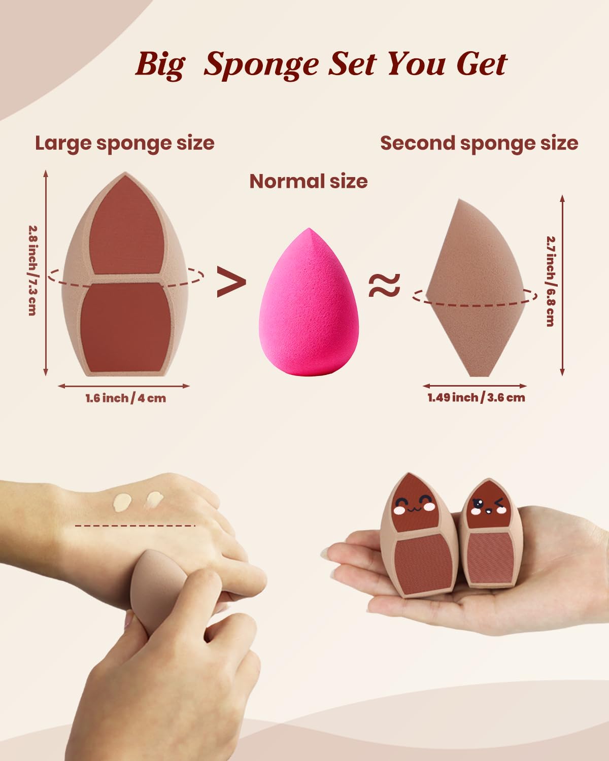 7-Pack Makeup Sponges Set, Cosmetic Sponge for Foundation & Concealer, Latex-Free Reusable Beauty Face Blender, Soft Makeup Blenders for Liquid, Cream, Powder Wet/Dry Application (Multi)