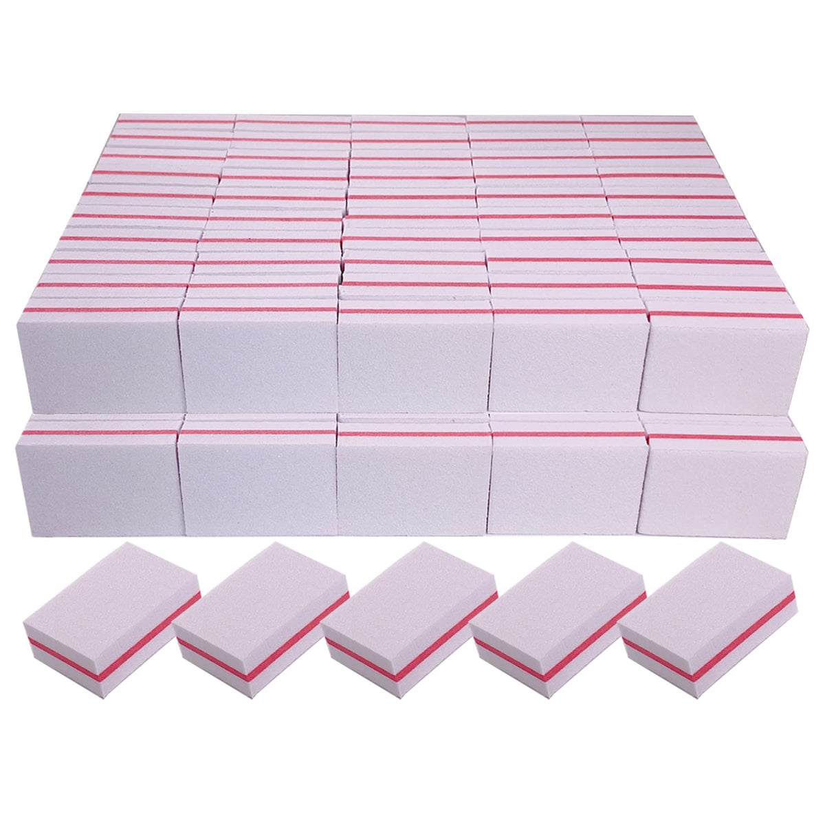 Nail Buffers (50 Pack), Mini Buffer Block Nail File for Acrylic Nails and Natural Nails, 100/180 Grit Nail Buffer Block Bulk Buffing Blocks for Nail Buff Professional Manicure File Blocks Set Pink