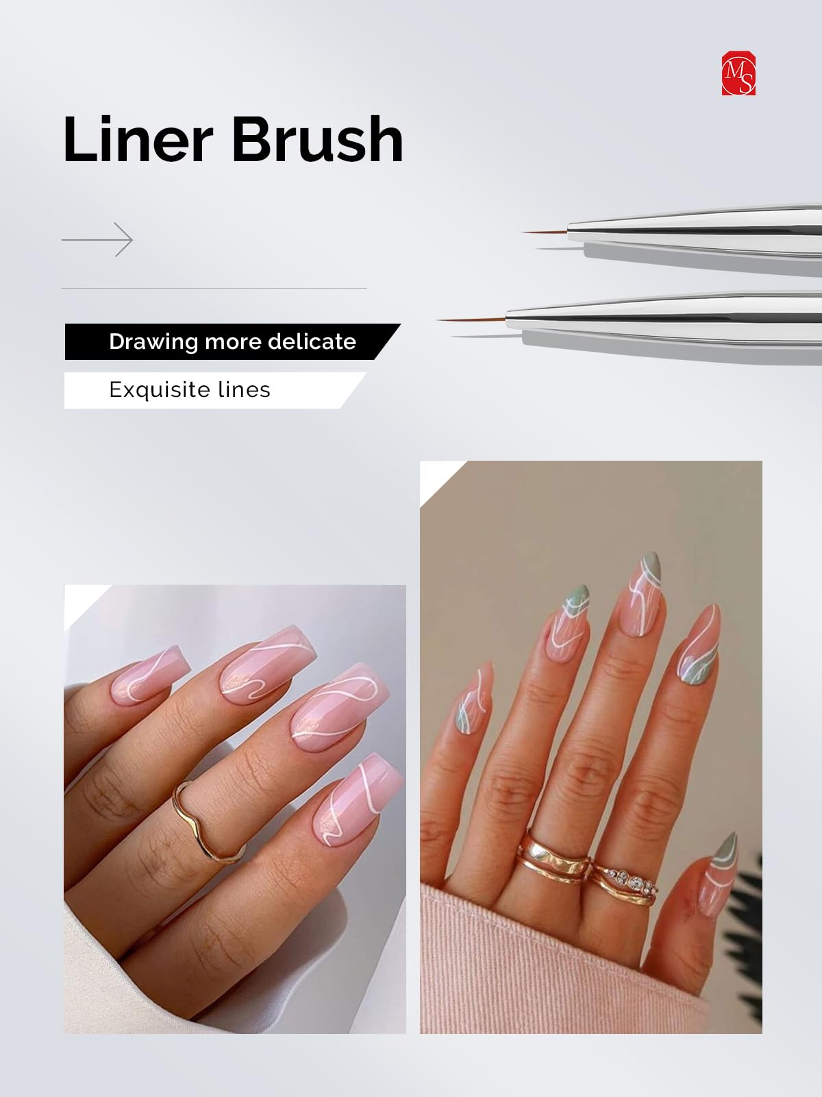 MelodySusie Nail Art Brushes Set, 6pcs Nail Art Design Pen Painting Tools