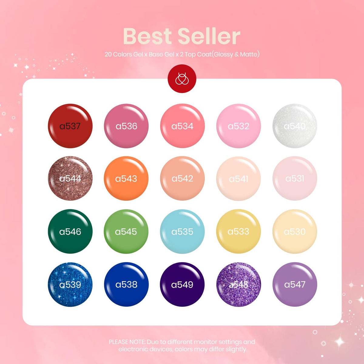 Beetles Fall Gel Nail Polish Set, 23Pcs Brown Burgundy Red Nude Pink