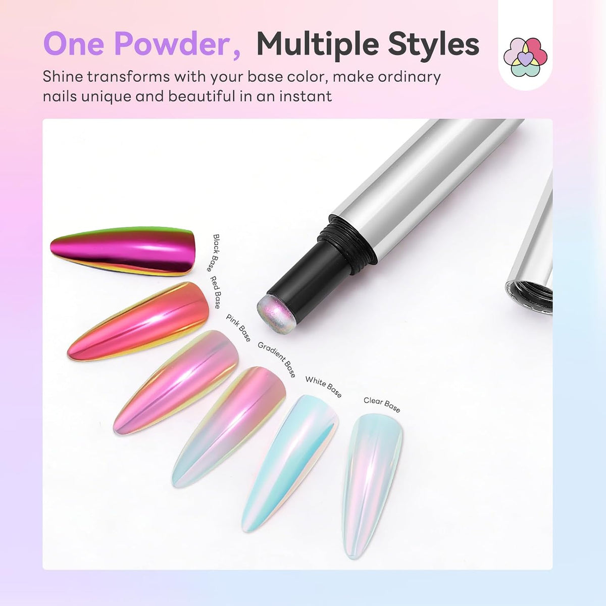 SAVILAND Air Cushion Chrome Nail Powder Pen for Beginners, Mermaid