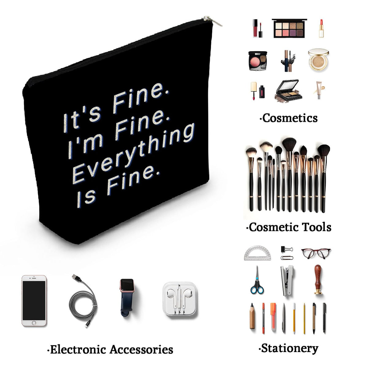 Funny Quote Print Small Cosmetic Bag -1