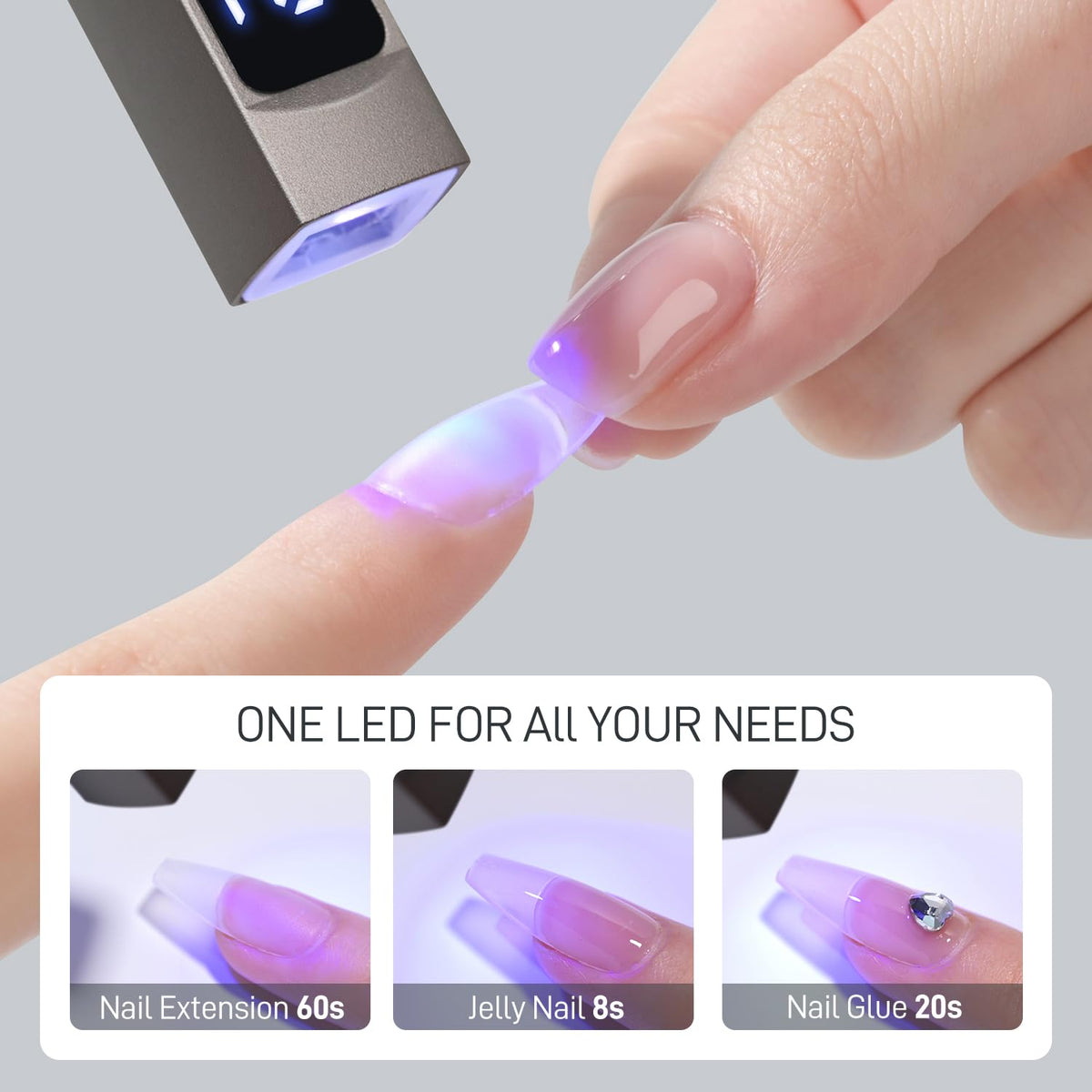 GAOY Handheld UV Light for Gel Nails with Stand, Cordless Nail Lamp, Silver