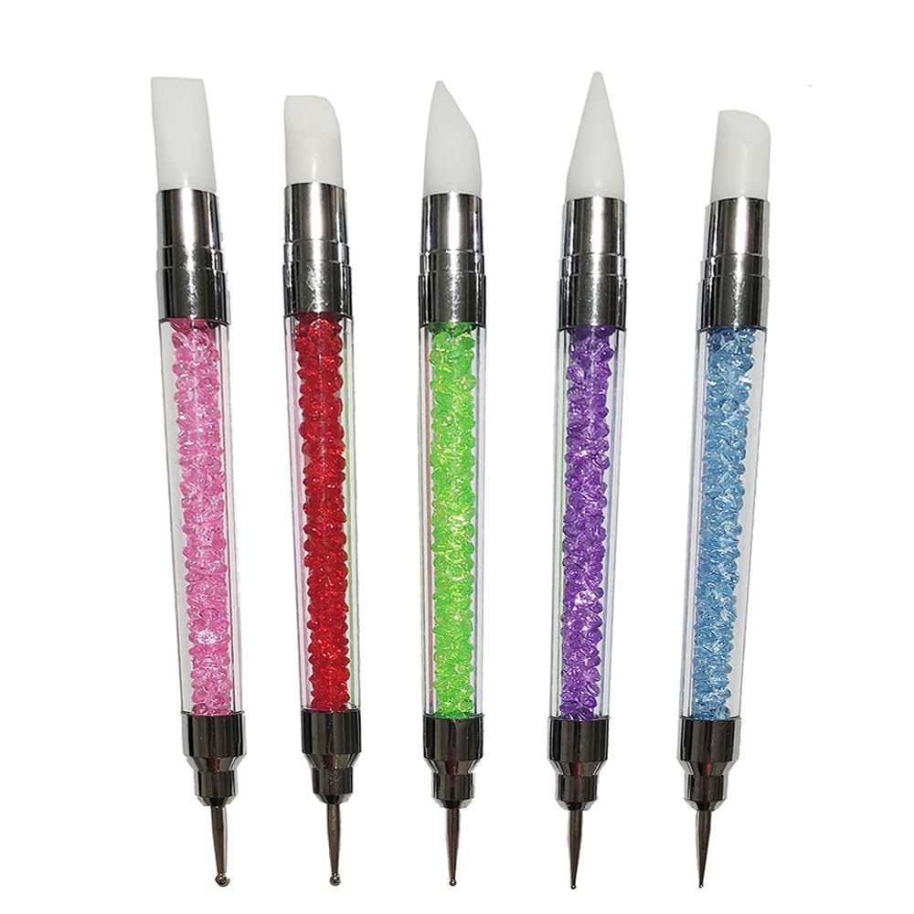 5 Pcs Nail Art Sculpture Pen Dual Tipped Silicone Nail Tools Nail Art Silicone Brushes for Design Nail Carving Drawing Shaping Effect