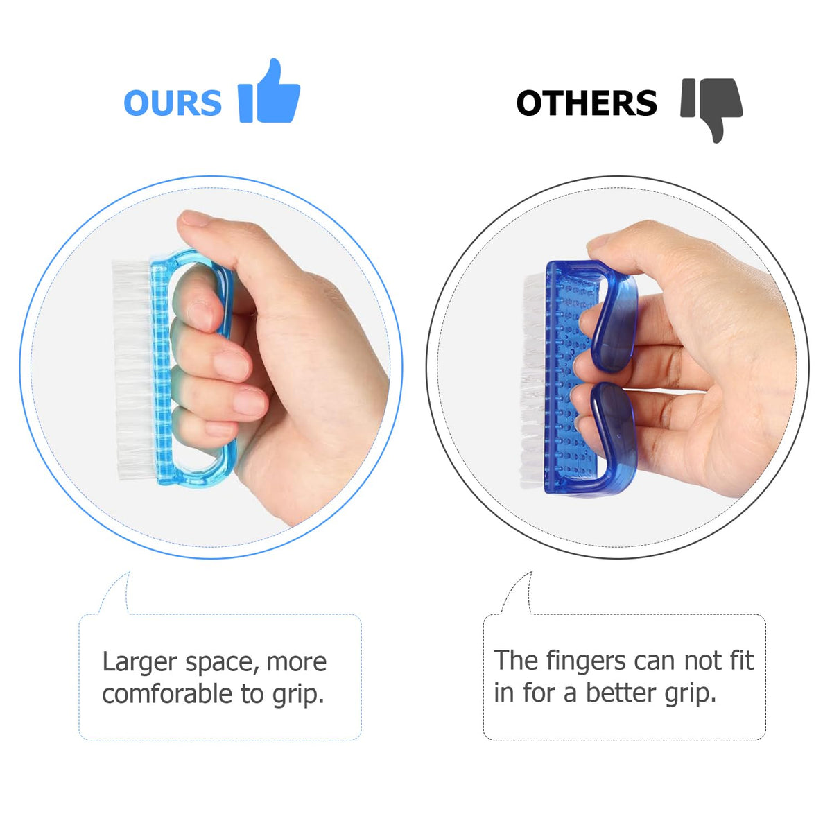 Larbois Handle Grip Nail Brush, Nail Brushes Hand Fingernail Brush Cleaner Scrubbing Kit Pedicure for Toes and Nails Men Women (4 Pack)