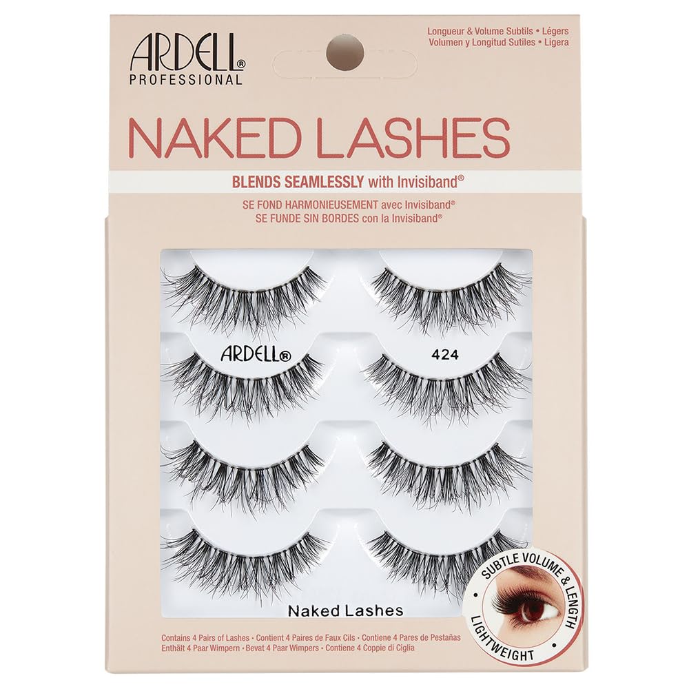 Ardell Naked Lashes 421 Subtle Volume Natural Look False Eyelashes, 4 Pairs
