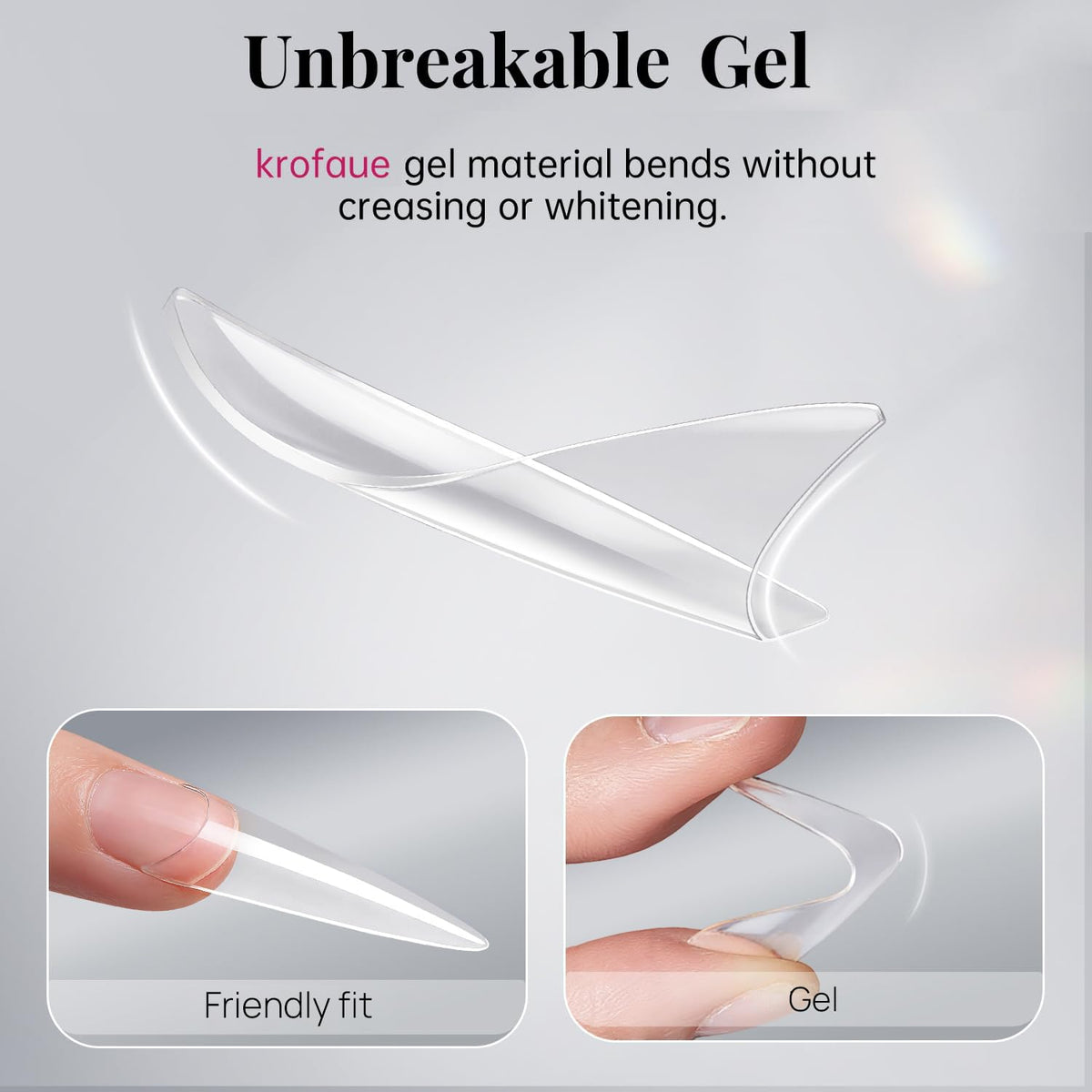 krofaue Extra Long Stiletto Nail Tips - False Clear Nais