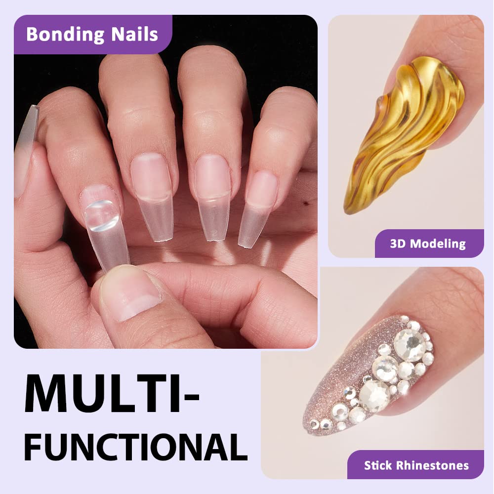 BTArtbox Half Cover Clear Fake Nails with Case, Long Square, 500 Pcs