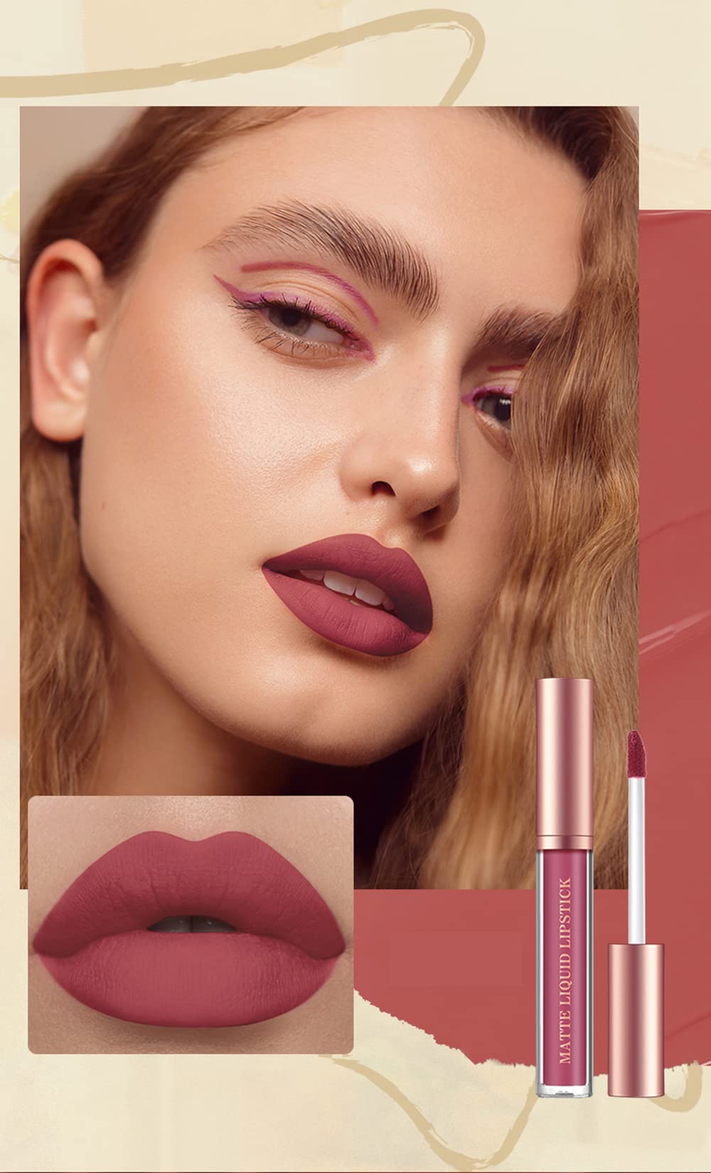 12Pcs Matte Liquid Lipstick and Lip Liner Set, Lip Makeup Combo (Set A)