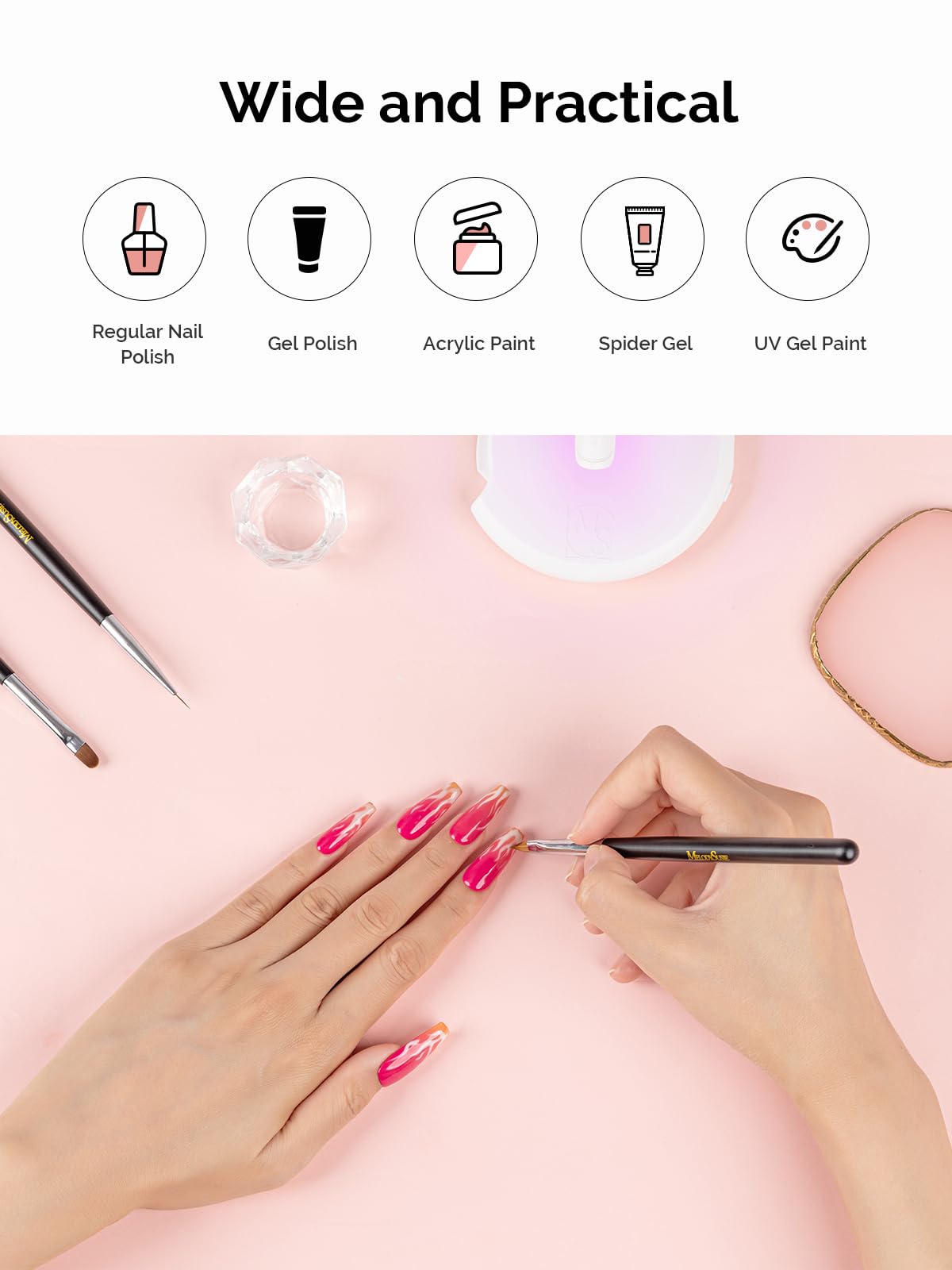 MelodySusie Nail Art Brushes Set, 6pcs Nail Art Design Pen Painting Tools