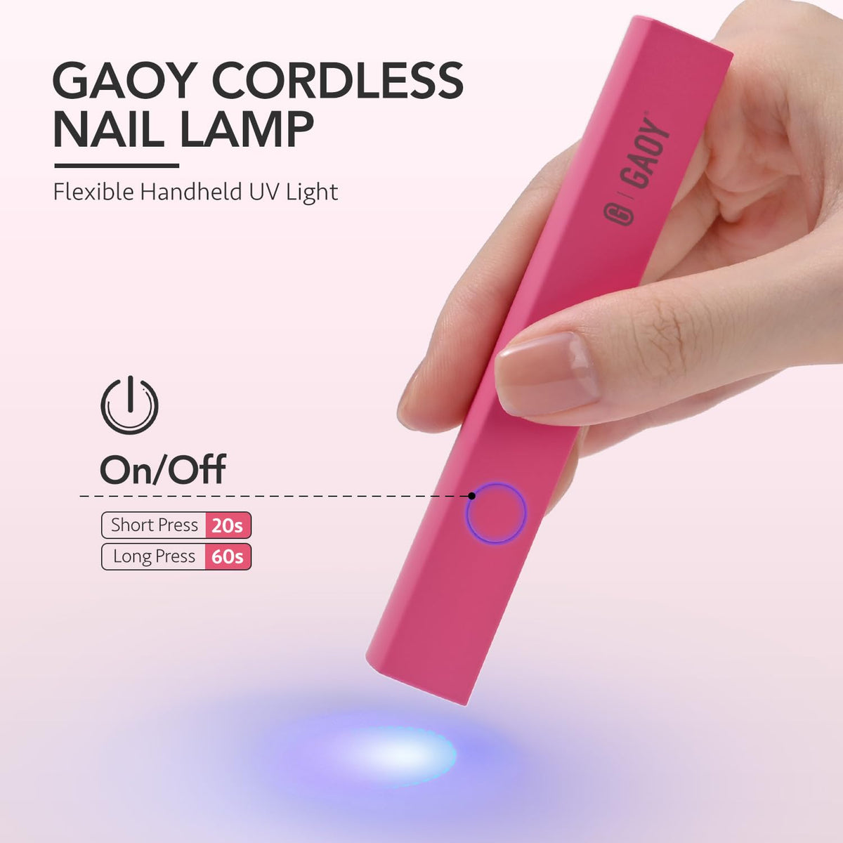 GAOY Handheld UV Light for Gel Nails, Cordless Nail Lamp, White