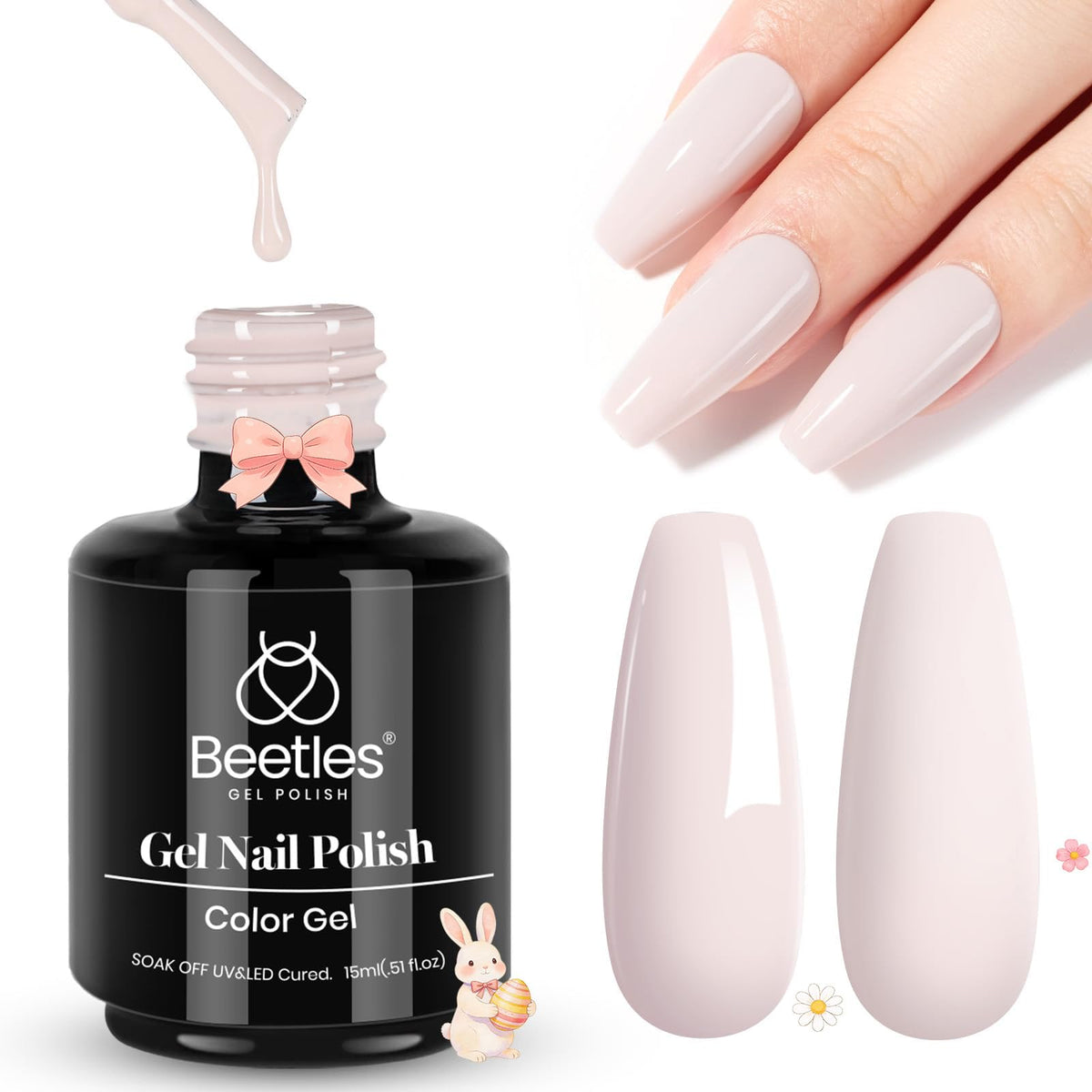 Beetles White Gel Nail Polish, 1pc 15ml White Gel Polish