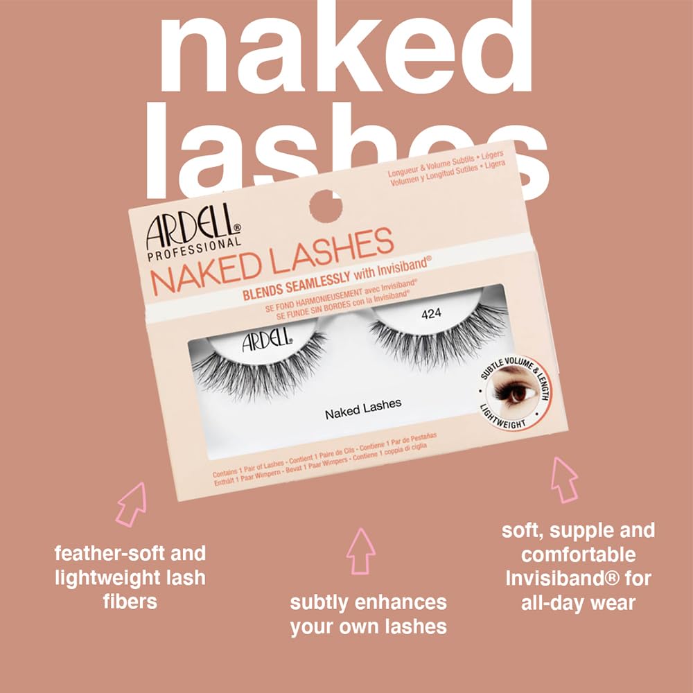 Ardell Naked Lashes 421 Subtle Volume Natural Look False Eyelashes, 4 Pairs