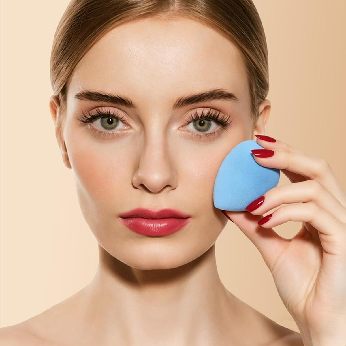 20PCS Makeup Sponge Set With Storage Jar, Wet & Dry Dual Use Beauty Blenders, Triangle Powder Puffs & Mini Finger Puffs,Soft Latex Free Sponges for Liquid, Cream, Powder And Concealer（Blue）