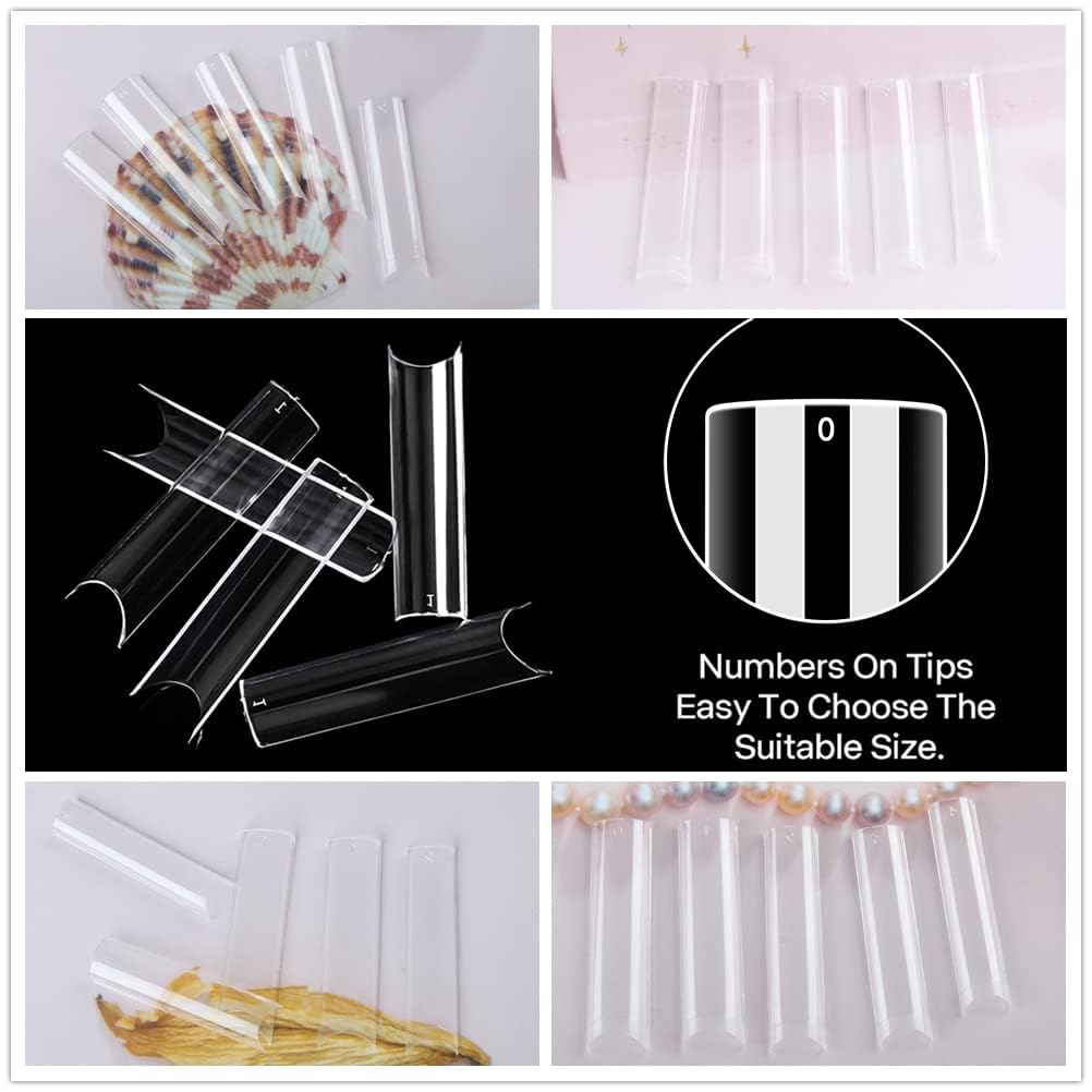 UNA GELLA Square Nail Tips XXL Long Half Cover Gel Tips 120PCS