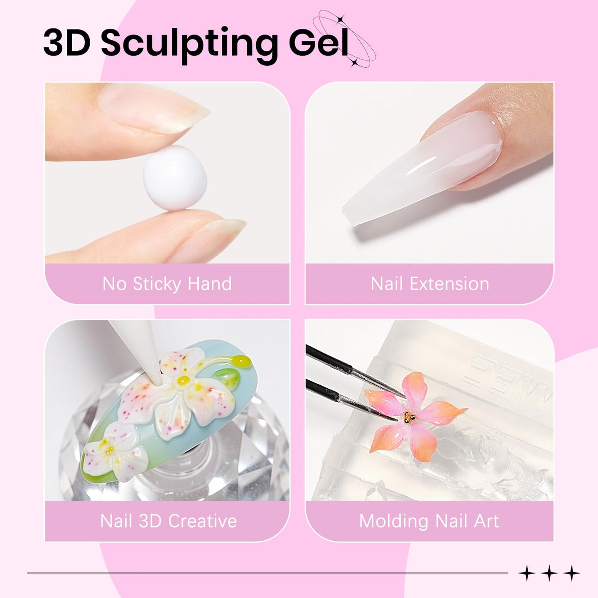 3D Gel for Nail Art, Clear 3d Sculpting Gel for Nail Art