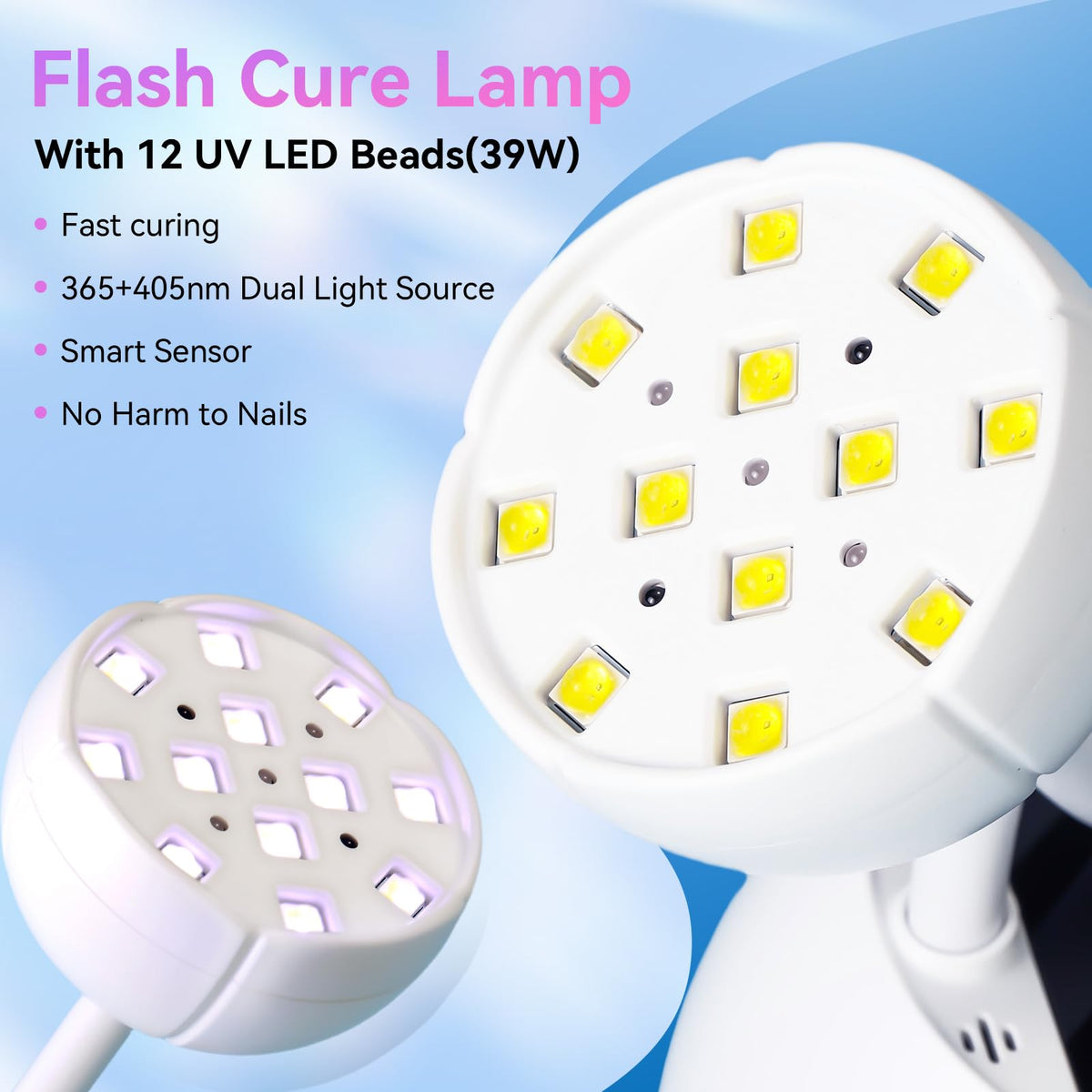 Makartt Flash Cure UV LED Nail Lamp for Gel-X Tips, Adjustable Gooseneck